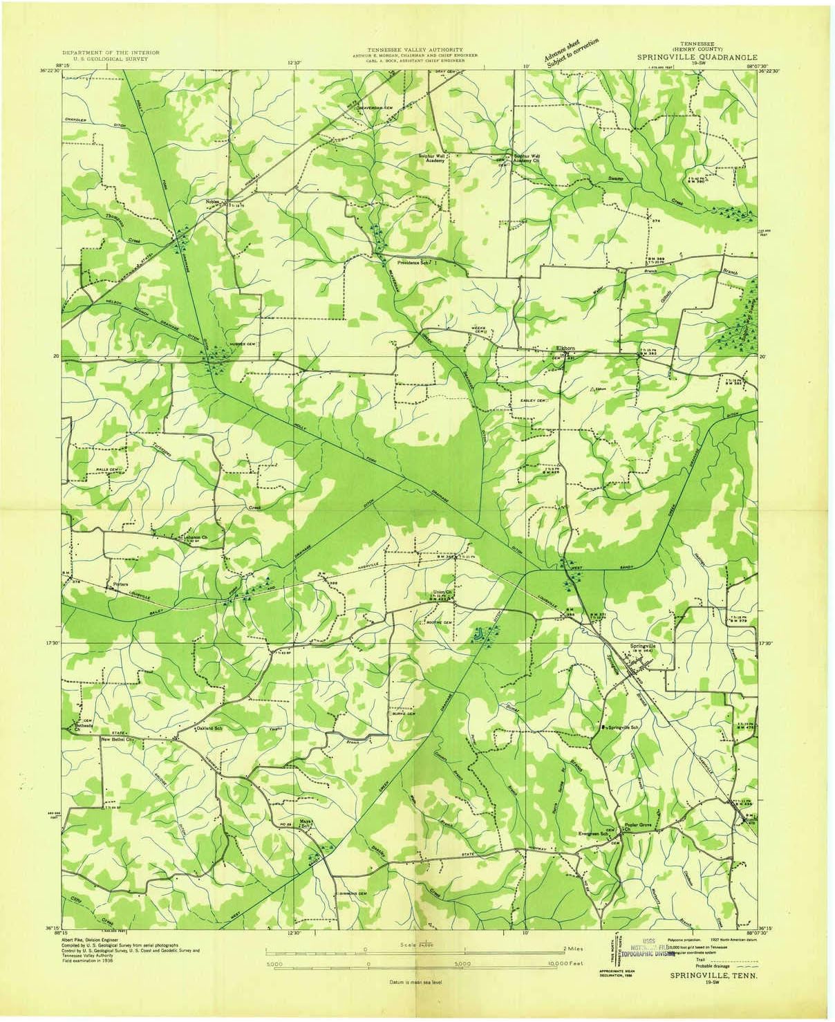 YellowMaps Springville TN topo map, 124000 Scale, 7.5 X 7.