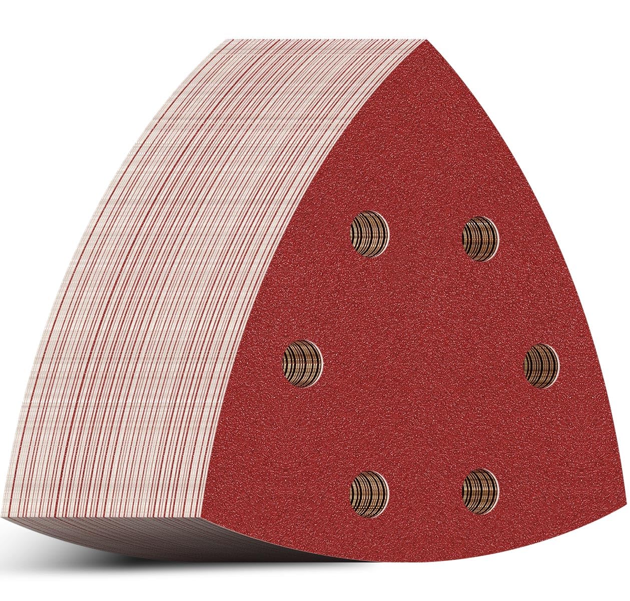 Aucenix 93mm Triangle Sanding Pads: 6 Holes 60PCS Detail Sander Pads Hook Loop - Sandpaper Sanding Sheets Assorted Coarse Fine 40/60/80/120/150/180/240/320/400/600 Grits for Wood Metal Wall (80Pcs)