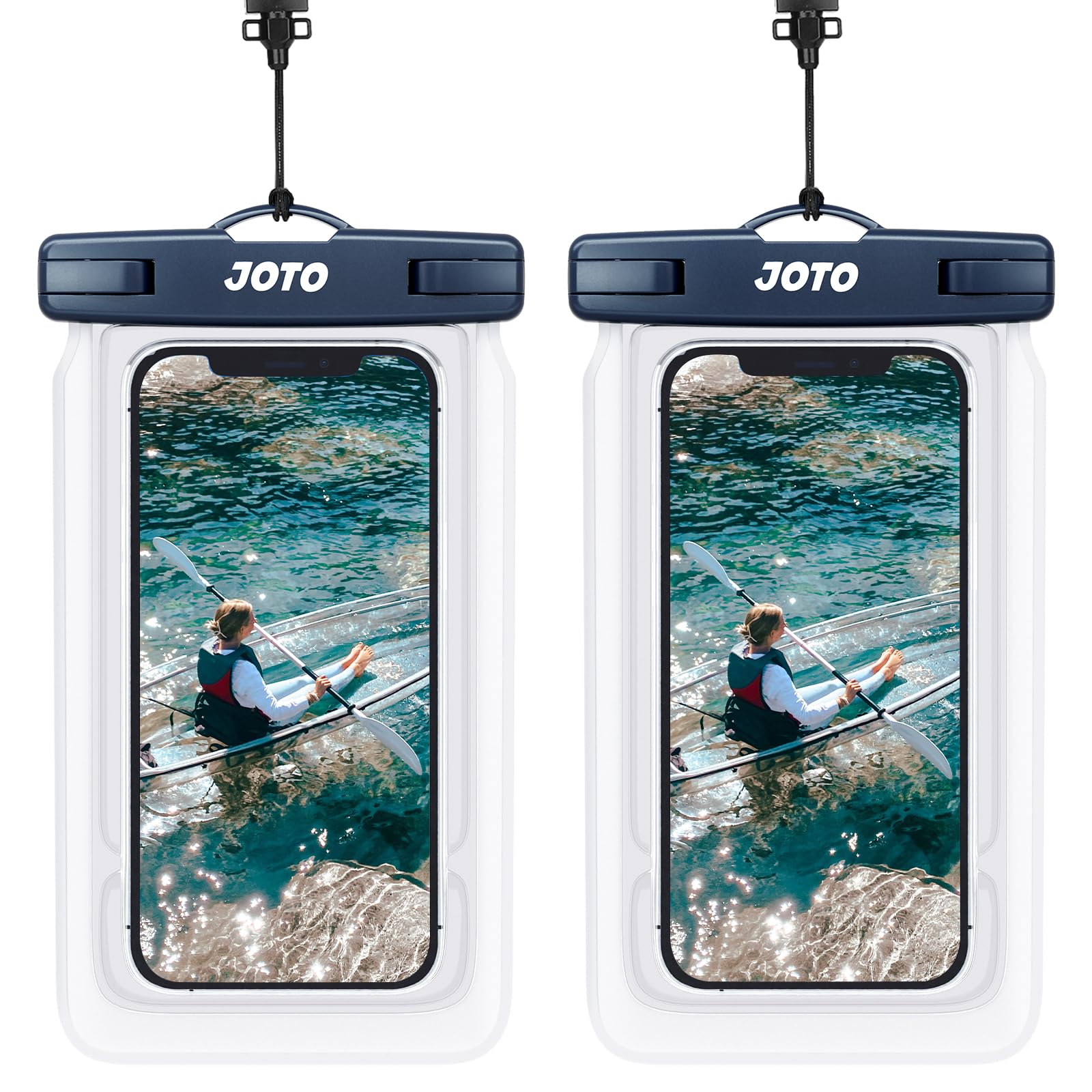 JOTO 2 Pack Floating Waterproof Phone Pouch Up to 7", IPX8 Floatable Underwater Phone Case Cellphone Dry Bag for iPhone 17/Air 16 15 14 13 12 Pro Max Xs Max XR X 8 7 Plus SE/Galaxy S24 S23 S22- Navy