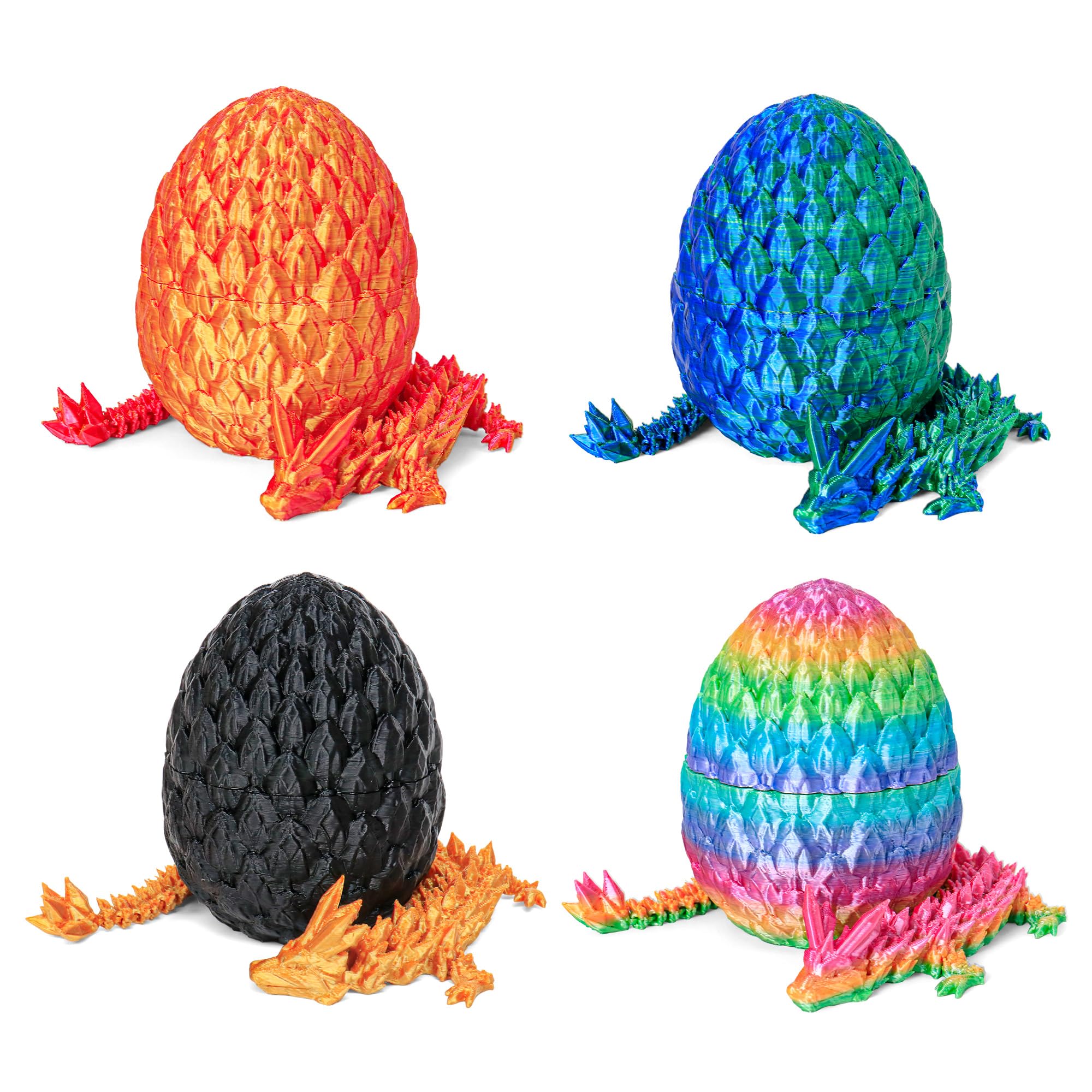 Photo 1 of 3D Printed Dragon Egg Toy (4 Pack) - Surprise Mystery Inside, Articulated Crystal Dragon, Fidget Sensory Toy for Kids Birthday Surprise & Desk Decor (B)