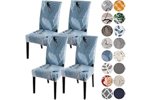 HZDHCLH Blue Chair Covers for Dining Room Set of 4,Stretch Spandex Parsons Chair Slipcover 4 Pack,Washable Anti-dust Chair Seat Cover for Kitchen,Wedding,Party
