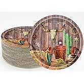 50Pcs Western Party Plates Western Cowboy Party Supplies 7"Wild West Dessert Paper Plates Wood Grain Plates Western Cowboy Theme Baby Shower Camp Fire Camping Barn Wild West Birthday Party Decor