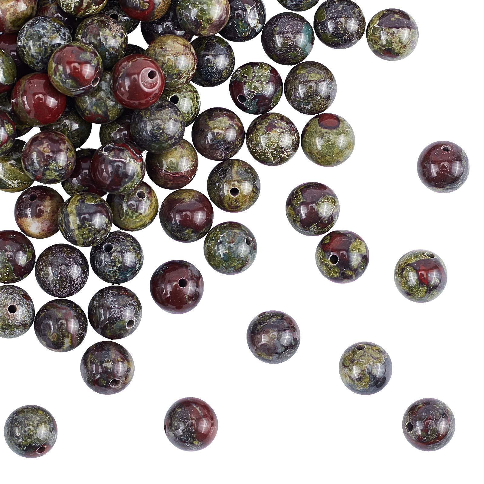OLYCRAFT 94pcs 8mm Natural Dragon Blood Stone Beads Natural Jasper Bead Strands Round Loose Gemstone Beads Energy Stone for Bracelet Necklace Jewelry Making