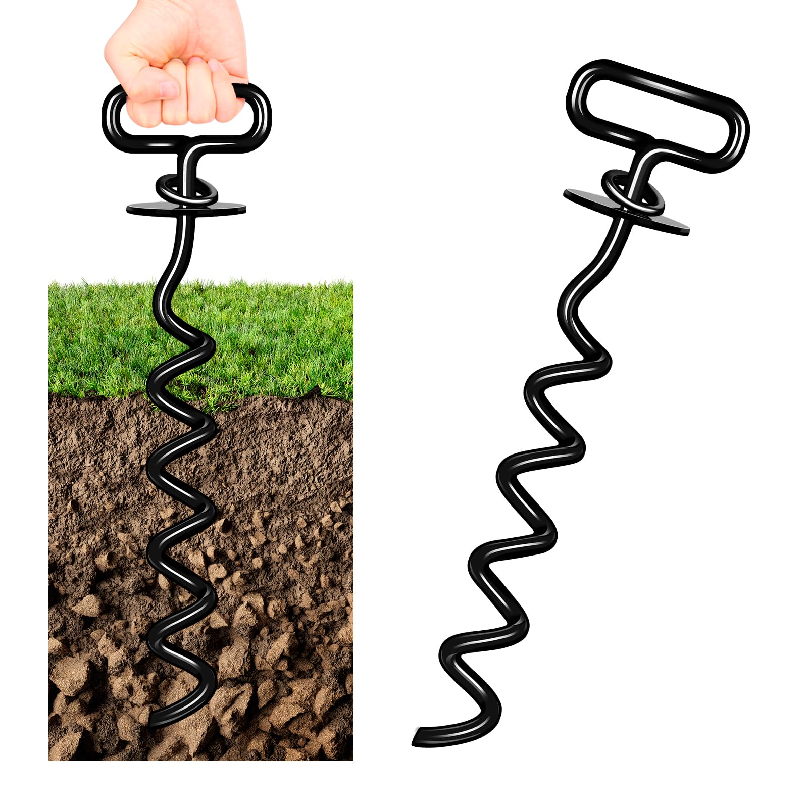 Dog Ground Anchor, Heavy Duty dog Lead Stake, Screw In dog ground stake for Large Dogs, Dog anchor for camping, Yard, Beach