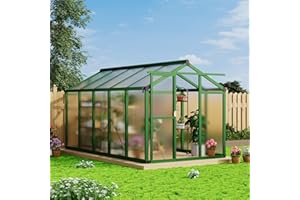 Garvee 6x10 ft Greenhouse - Aluminum Greenhouses for Outdoors, Large Polycarbonate Greenhouse with Roof Vent, Heavy Duty Walk-in Green Houses for Outside Garden, Backyard, Patio, Lawn, Easy Assembly