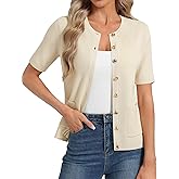 GRACE KARIN Short Sleeve Cardigans for Women, Lightweight Spring Cardigans 2026, Button Up Sweaters with Pockets