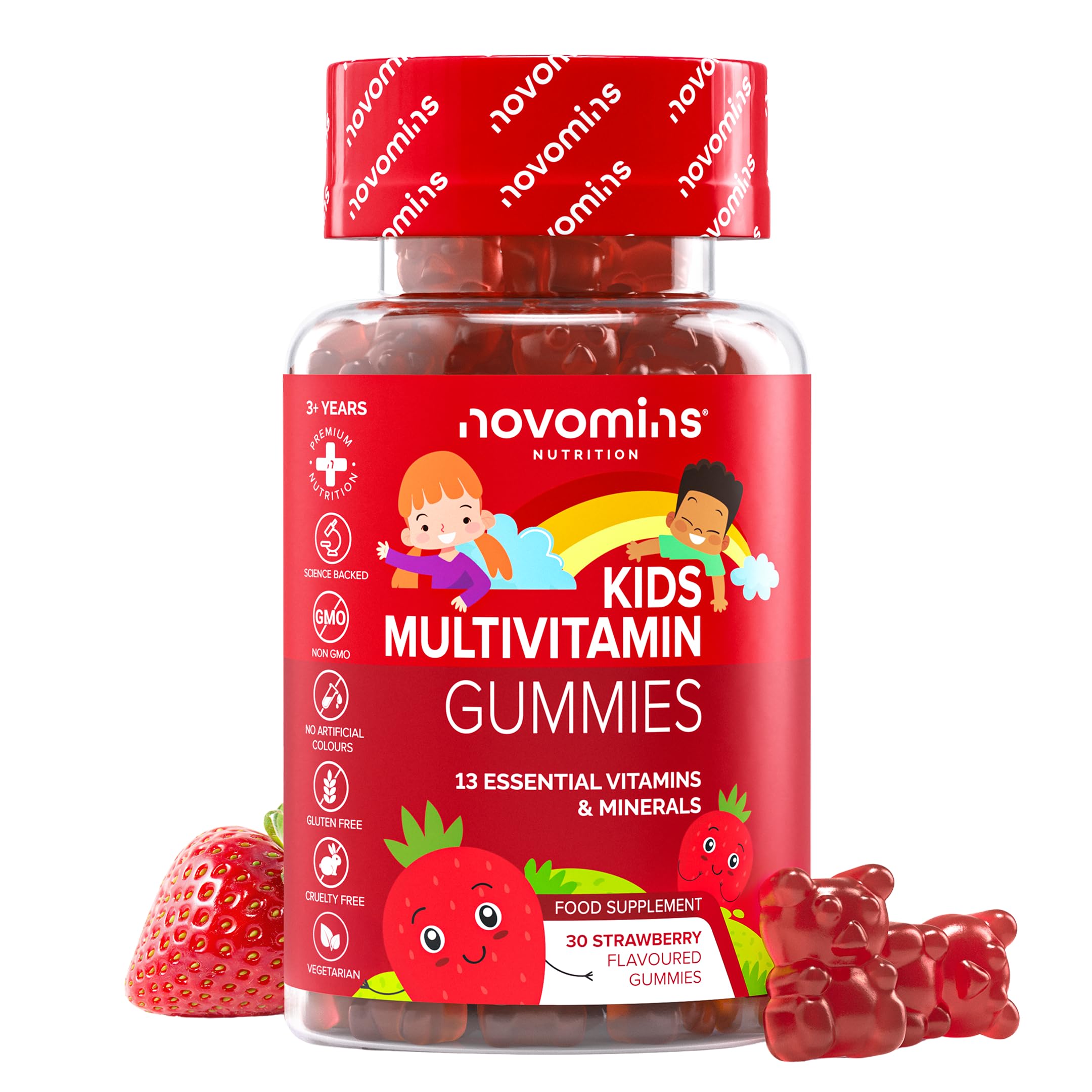 Kids Multivitamin Gummies - 13 Essential Kids Vitamins – 1 Month Supply - Chewable Multivitamins Gummies 3-12 and Older - Childrens Vitamins - Novomins