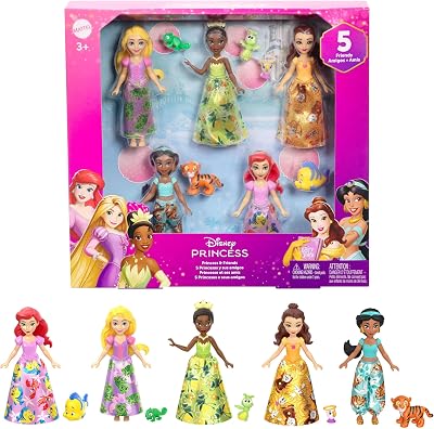 Mattel Disney Princess & Friends 5-Pack Small Dolls Set