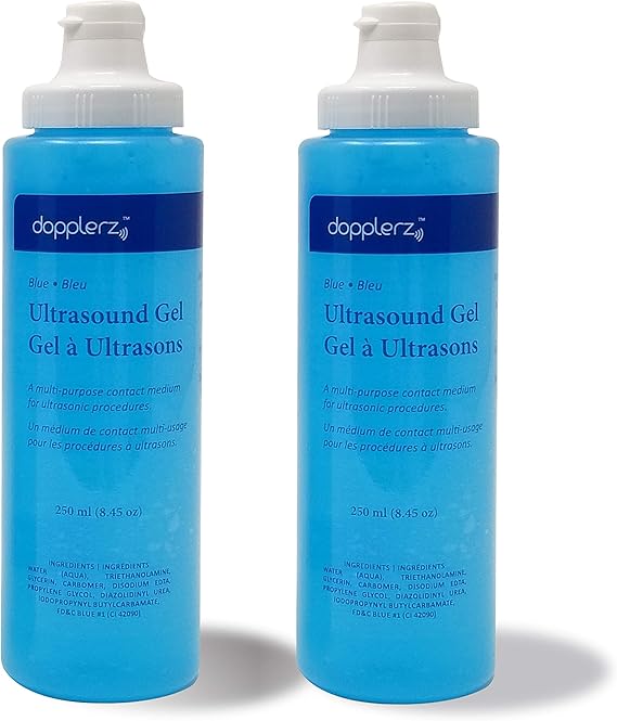 2 X DOPPLERZ Blue Ultrasound Transmission Gel Doppler Tens (0.25 LTR