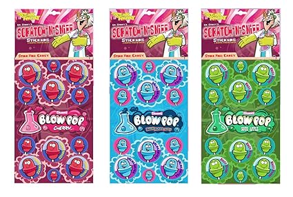 Dr. Stinky's Scratch N Sniff Stickers 3-Pack- Blow Pop Cherry