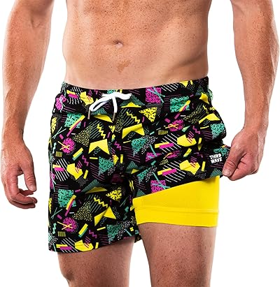 Third Wave Badehose mit Kompressionsfutter – Herren Premium 12,7 cm Schrittlänge schnell trocknende Badeshorts für Strand und Schwimmen, Bayside, Medium
