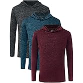 Star Vibe Youth Boys Quick-Dry Active Long Sleeve Hoodie Sweatshirts Athletic Workout Hooded Pullover Shirts 3 Pack