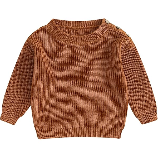 トップス COME SUNDOWN THE KEY KNIT SWEATER BROWN Amazon.com: Baby Boys Girls Sweater Solid Color Shoulder