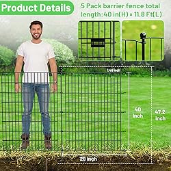 5 Panels with Lock No Dig Garden Fence for Yard