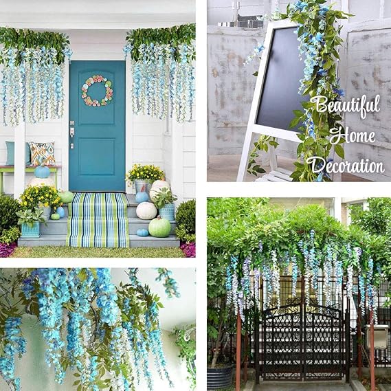 Decoracion Del Hogar Luzoeo Artificial Planta Colgantes Seda Hojas