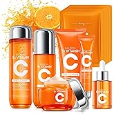 11 PCS Vitamin C Skin Care Set for Teens Girls & Women - Valentine’s Day Gift with Cleanser, Toner, Eye Cream, Serum, Lotion, Face Cream & Sheet Masks - Anti-Aging Skincare Kit Firming & Moisturizing