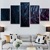 SIGNWIN 5 Panel Canvas Wall Art Modern Art Abstract Fluids for Home Decorations Ready to Hang - 60
