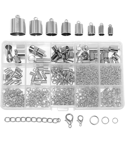 thumbnail image 2 of 50pcs 304 Stainless Steel Fold Over Crimp Cord Ends - Tiny Smooth Tip Findings 8mm 2 of 4