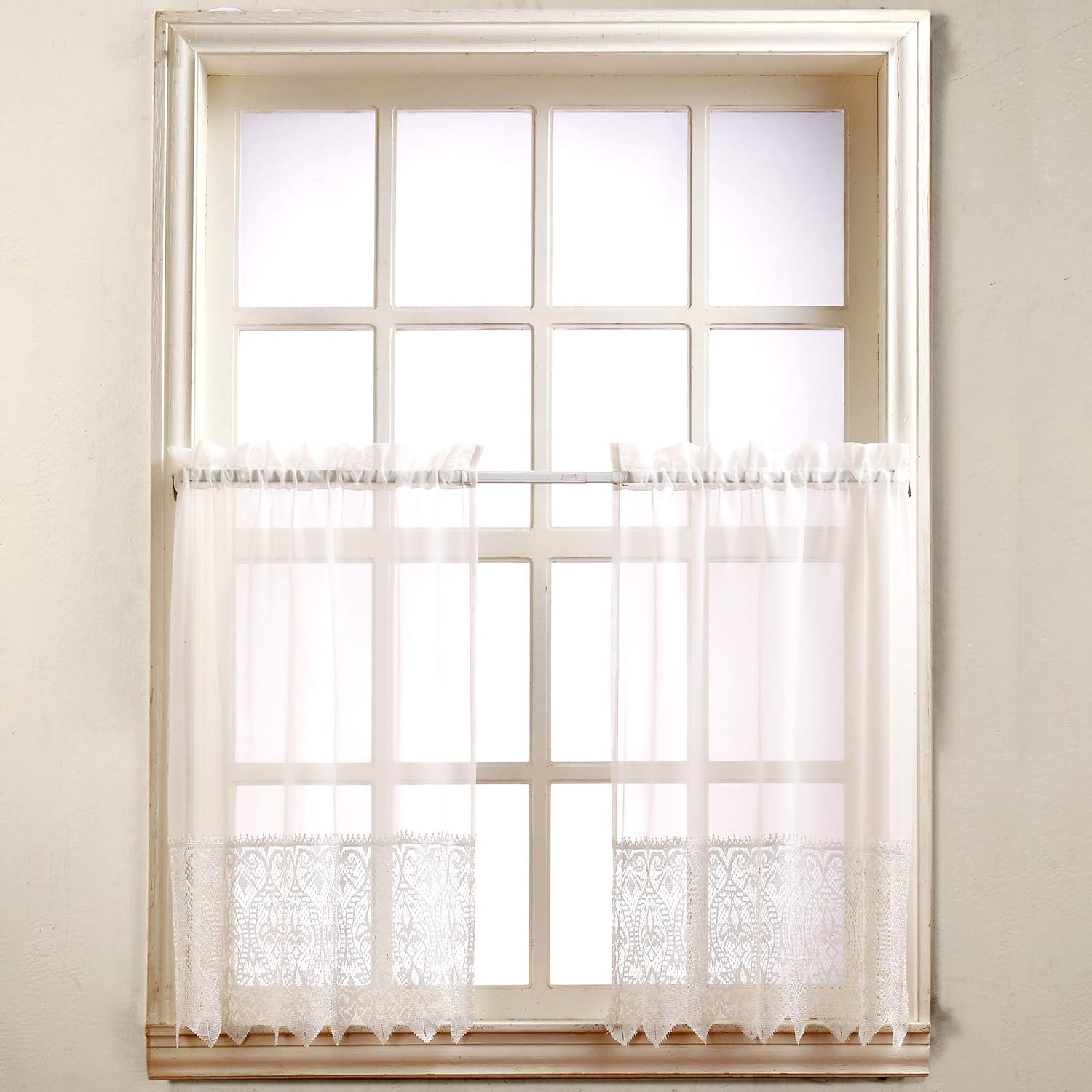 No. 918 Joy Classic Lace Kitchen Curtain Tier Pair, 60" x 36", White Amazon.ca Home & Kitchen