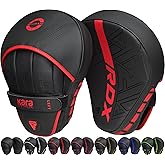 RDX Boxing Pads Curved Focus Mitts, Maya Hide Leather Kara Hook and jab Training Pads, Adjustable Strap Ventilated, MMA Muay Thai Kickboxing Coaching Martial Arts Punching Hand Target Strike Shield