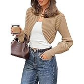 COCCKO Womens Cropped Cardigan Sweaters Open Front Long Sleeve Knit Bolero Shrug Sweater 2026 Trendy Clothes