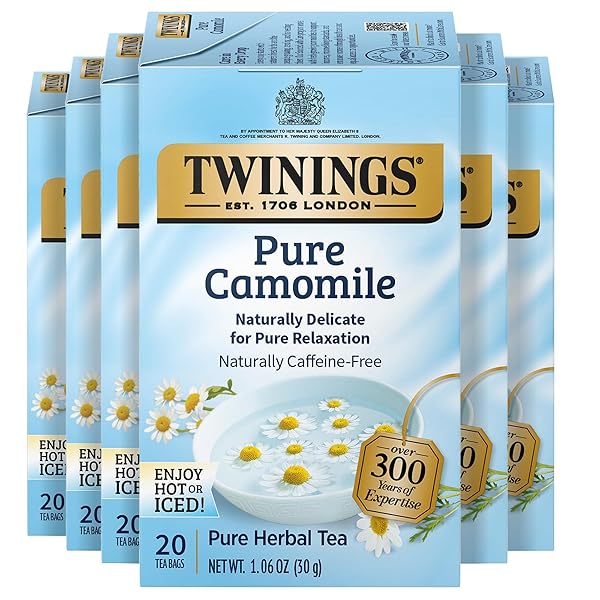 TWININGS PURE CAMOMILE HERBAL TEA INDIVIDUALLY WRAPPED BAGS,...