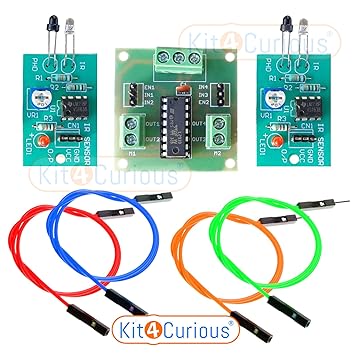 Kit4Curious IR Sensor (2pcs), L293 Motor Driver (1pcs), 4 Jumper Wire for line Follower/Obstacle Robot