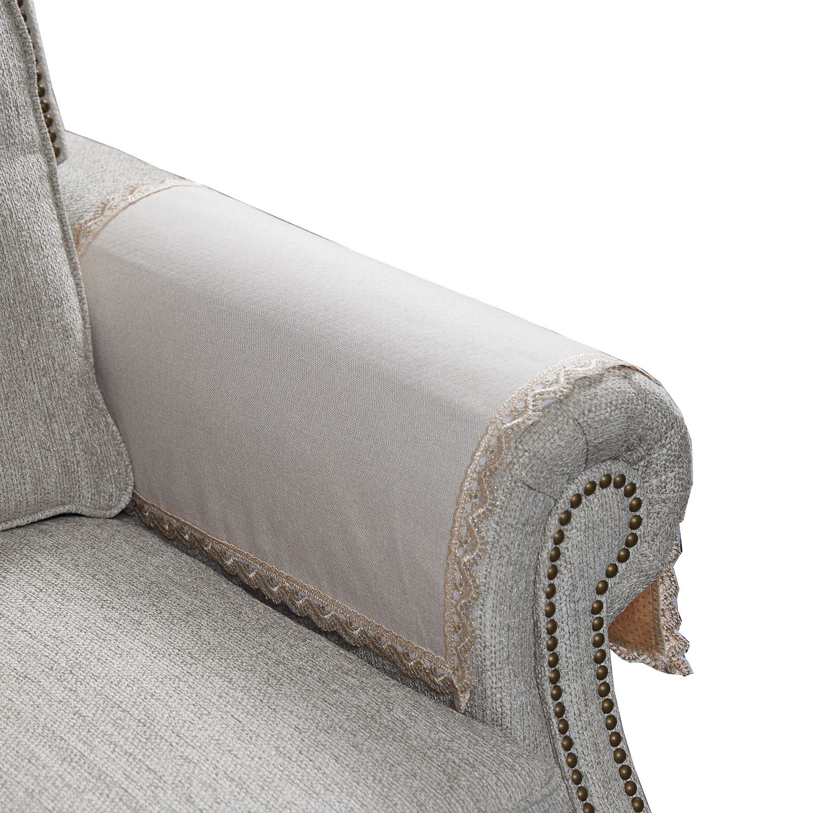 Photo 1 of MINJIATEX Couch arm Covers, Non-Slip (2 pcs), Washable, for Living Room Recliner Chair, Protectors for Leather Sofa armrest slipcover, JYS-Beige