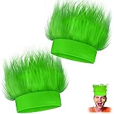 Novelty Place 2Pcs Green Hairy Costume Headband - Fun and Fuzzy Crazy Hair Wig Troll Hair Costume Accessories - Perfect for Sports Parties, Costume, Cosplay, and Halloween - Fit Kids, Teens and Adults