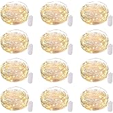 Brightown 12 Pack 7ft Battery Operated LED Fairy Lights for Xmas Decoration | 20 LED Bulbs, Warm White, Waterproof, Flexible 