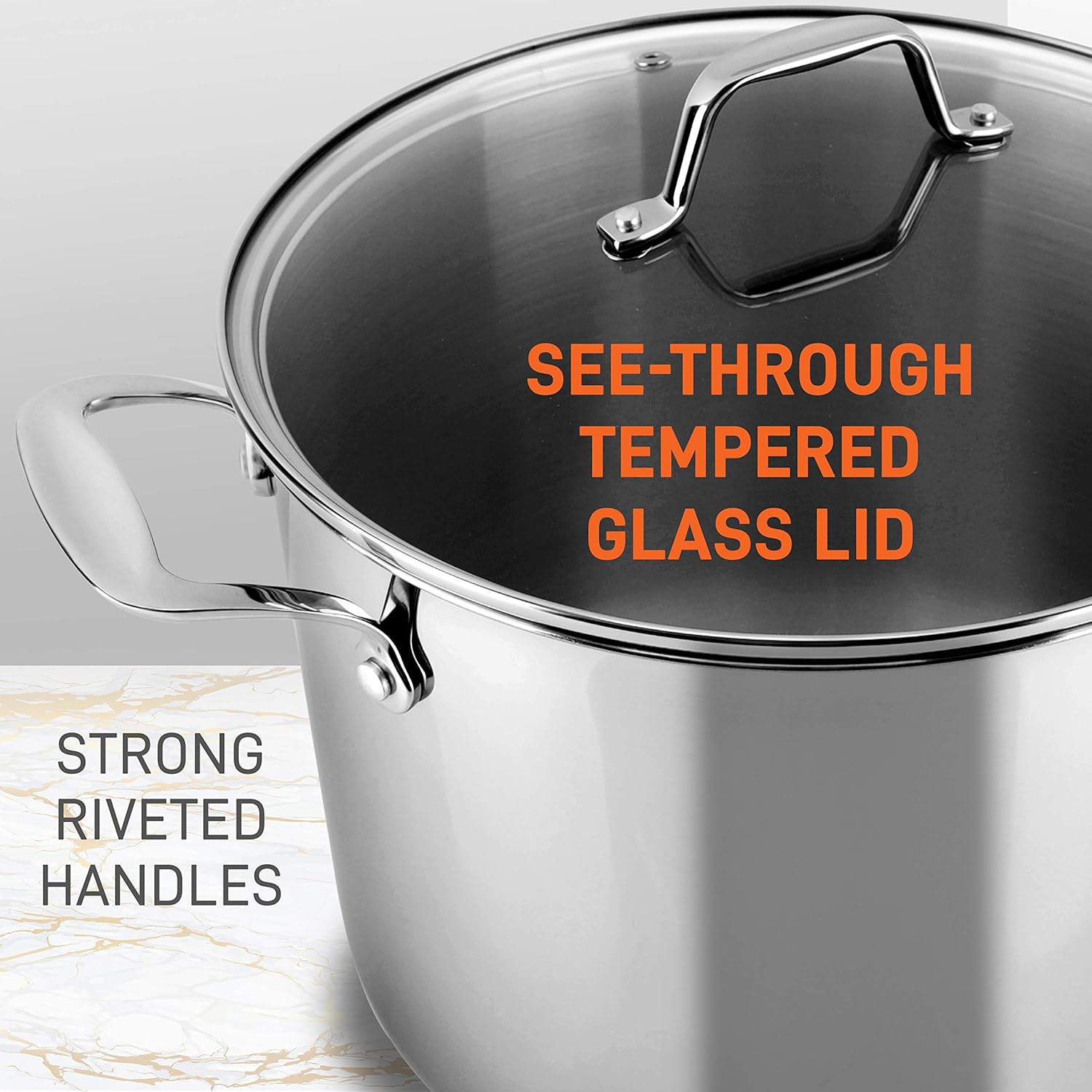 6-Quart Stainless Steel Stock Pot - 18/8 Food Grade Stainless Steel Heavy Duty Induction - Stock Pot, Stew Pot, Simmering Pot, Soup Pot with See-Through Lid, Dishwasher Safe - NutriChef NCSP6: Kitchen & Dining