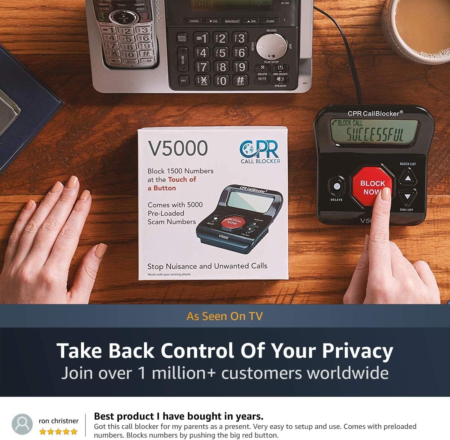 CPR V5000 Call Blocker for Landline Phones – Stop All Unwanted Calls at a Touch of a Button - Over 1 Million Sold - As Seen On TV: Office Products