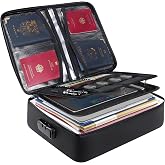 BALEINE Fireproof Document Box with Lock, Waterproof Fire Safe File Bag | Fire Proof Certified, Waterproof Dual Zippers, Combination Lock, Multi-Compartment Storage, File Organizer for Home Office