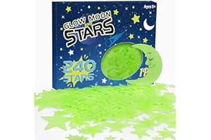 NEASYTH 241PCS Glow in The Dark Stars Stickers, 3D Glow in The Dark Stars for Ceiling Wall Room Decor for Teen Girls Boys Kids Luminous Wall Stickers for Bedroom Party Night Holiday Birthday Gift (Green)