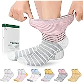Bulinlulu Bamboo Viscose Diabetic Socks with Grippers for Men Women -6 Pairs Non Binding Ankle Slipper Socks Size 6-9 9-12