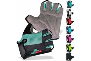 LuxoBike Bike Gloves for Men Cycling Biking Gloves Women - Padded Shock Absorbing Bicycle Riding, Anti-Slip Breahtable Half-Finger 's for Mountain Biker Ebike