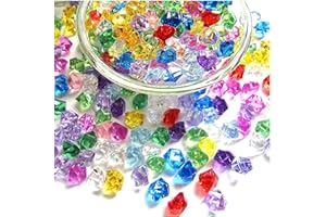 150PCS Dazzling Clear Ice Rocks,Colorful Fake Gold Ice,Fake Crushed Rocks,Fake Rocks Plastic Gems Acrylic ICES Mini Diamonds 