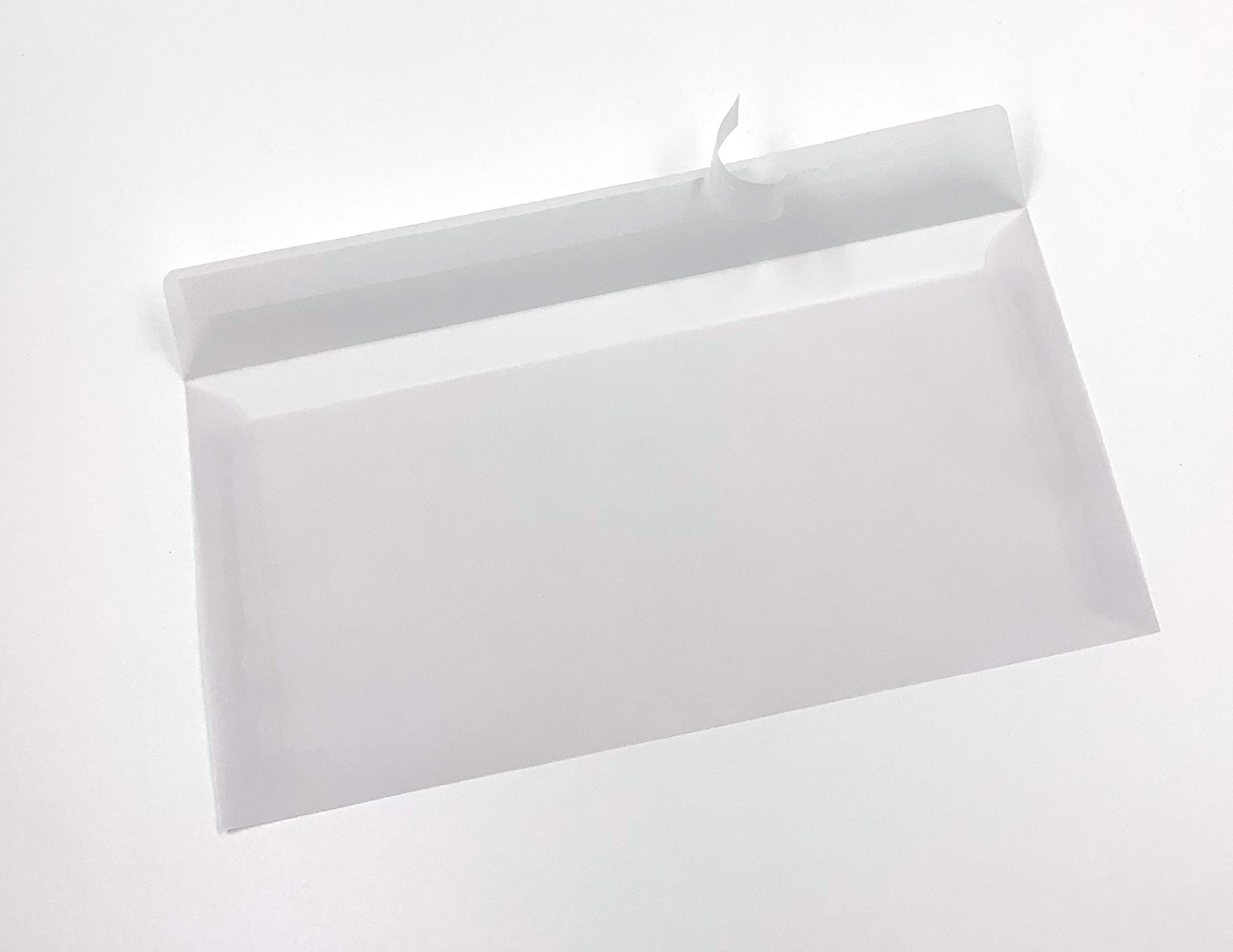 75 Transparent Envelopes, 220 x 110 mm, Peel and Seal, White-Transparent, Premium: 110 g/m2