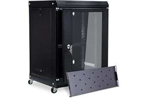 CHEALON 12U Server Rack Cabinet Portable Rolling 16 Inch Wall Mount Rack IT Network Rack & A/V Equipment Shelf with Glass Door Locks & Removable Side Panels Cooling Fan Network Cabinet Manual (Black)