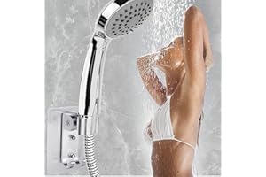 Powerful Adhesive Shower Head Holder, Adjustable Shower Rod Bracket, Wall-Mounted Holder (Silver)