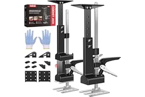 Kolvoii 2 Pack Cabinet Jack Installation Kit, 3-in-1 Cabinet Lift System with 23.4" Height Adjustment, Third Hand Support for