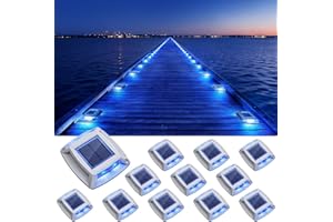 Etetale Solar Driveway Lights Outdoor 12 Pack, IP68 LED Solar Powered Waterproof Driveway Marker Deck Dock Lights for Dock Step Pathway Walkway Sidewalk Garden Yard Stair Marine (Blue)