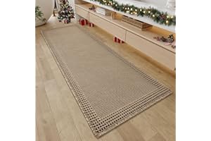RESARE Waffle Bathroom Runner Rugs, Super Absorbent Bath Mat Non Slip Washable Quick Dry, Upgraded Ultra Soft Boho Bath Rugs with Tassels for Hallway Bedroom Laundry Room, 2'x6'(24"x72"), Brown