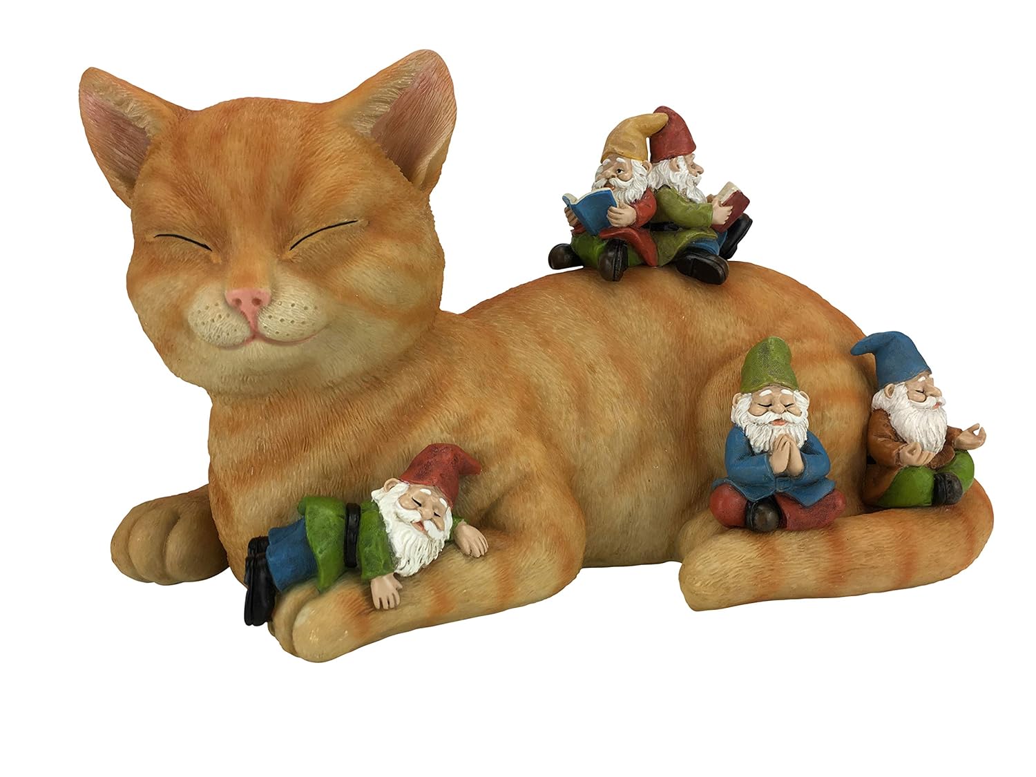 GlitZGlam Cody The Miniature Cat and Gnomes - “A Relaxing Day” - A Fairy Garden Gnome Miniature