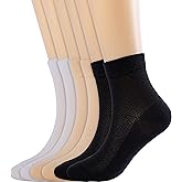 Arukora Women Ankle Thin Socks 6 Pairs Size 5-8 9-11, Mesh Breathable Crew Sock White Black Gray Beige