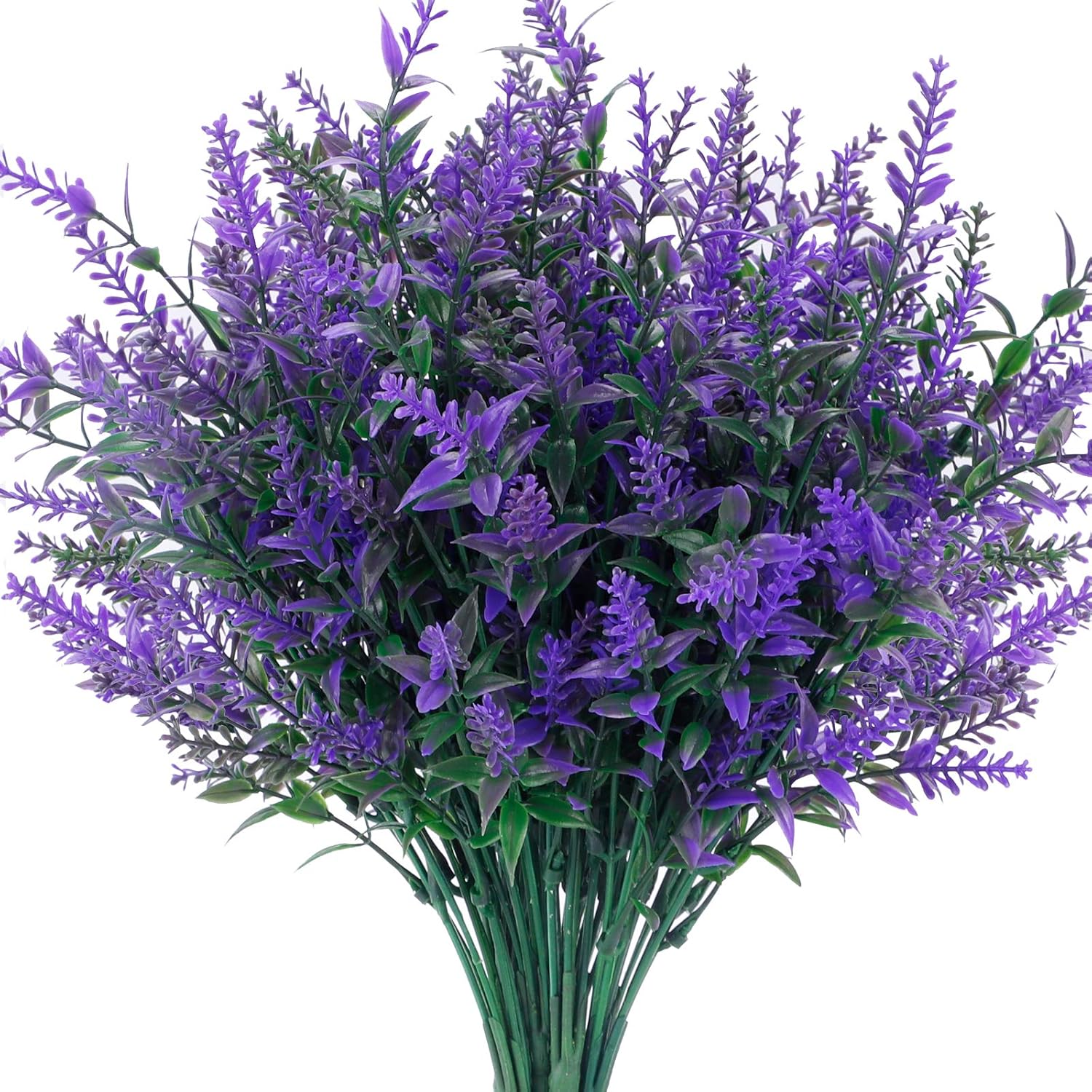 CEWOR 10 Bundles Artificial Lavender Flowers UV Resistant Fake Bouquets Plastic Plants for Outdoor Indoor Home Garden Wedding Party Decor