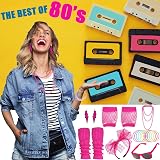 Carreuty 19Pcs 80s Accessories Set Pink Retro Fancy Dress for Women with view 5