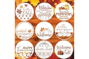 ZOSYLLEY Fall Stencils for Painting on Wood 12” Happy Thanksgiving Stencil Hello Pumpkin Autumn Stencils for Painting on Porch Wall Fabric Wreath
