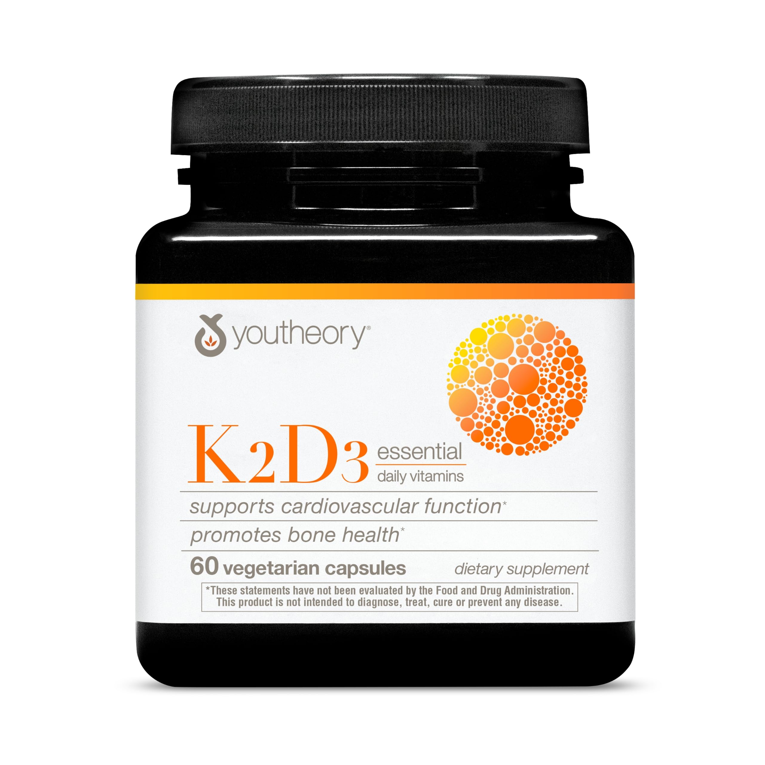 Youtheory K2D3 - Bone & Heart Health Support* - Combines Vitamin D3 & Vitamin K2 - Dairy, Soy & Gluten Free - 60 Vegetarian Capsules