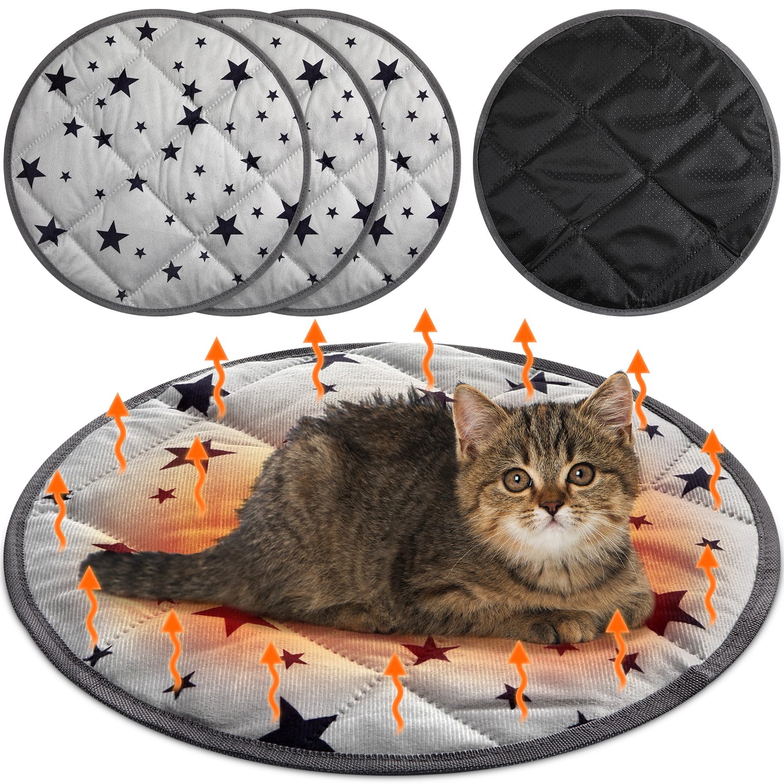 Photo 1 of Namalu 4 Pack Self Warming Cat Bed Self Heating Cat Mat Star Pattern Soft Dog Crate Pad Thermal Pet Mat Anti Slip Kennel Dog Washable Warming Bed for Outdoor Indoor(15.7 Inch,Gray)